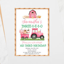 Landtiere Pink Girl Barnyard Geburtstagsparty