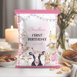 Landtiere Pink Girl Birthday Chip Bag Wrapper Flyer