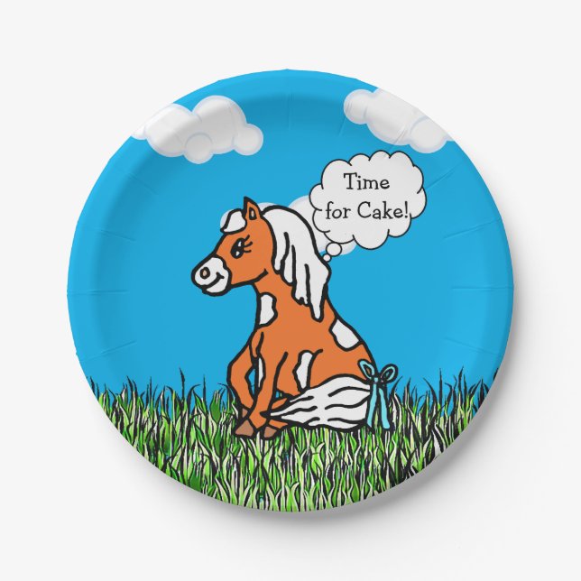 Landtiere Pony Baby Dusche sein a Boy Pappteller (Vorderseite)