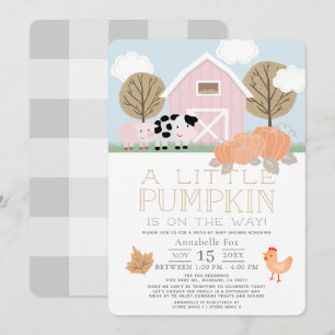 Landtiere Pumpkin Pink Drive-by-Baby-Dusche Einladung