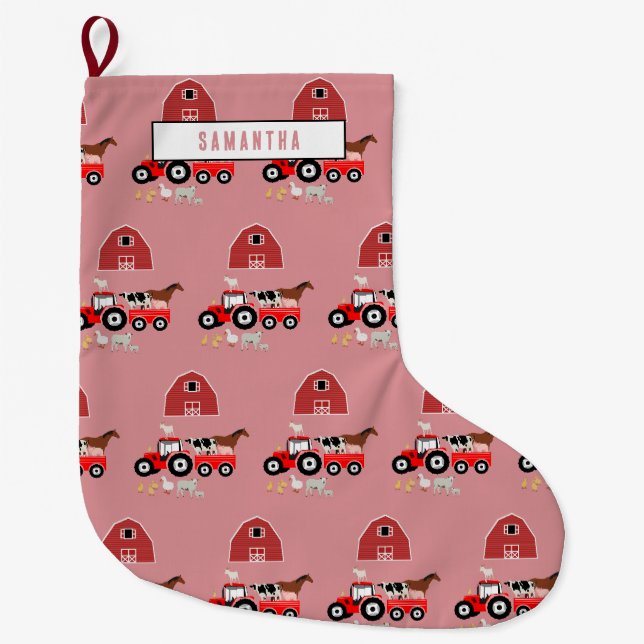 Landtiere & Red Traktor Barnyard Girls Muster Großer Weihnachtsstrumpf (Vorderseite)