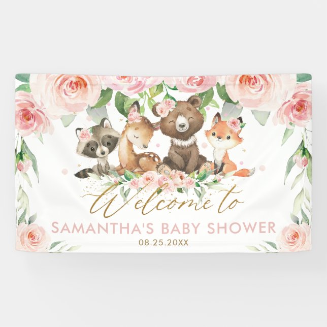 Landtiere Rosa Blütendusche Hintergrund  Banner (Horizontal)