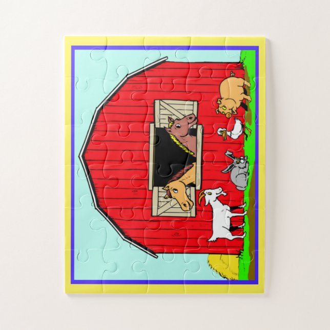 Landtiere und Stall, Kinderpuzzle 30 Stück (Vertikal)