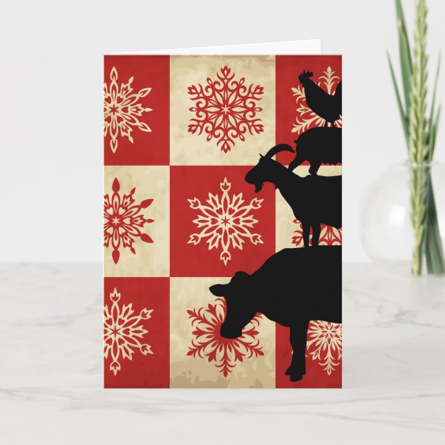Landtiere Vintagen Stils Weihnachten (Vorderseite)