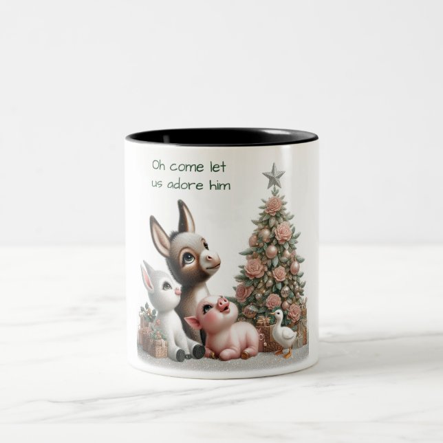 Landtiere Weihnachtsschmuck Zweifarbige Tasse (Mittel)