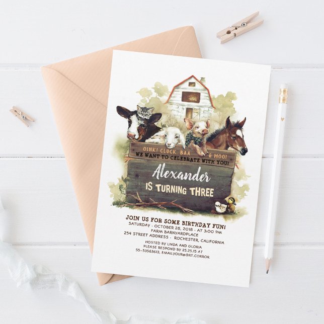 Landtiere zum Geburtstag Einladung (Farm Birthday Invitations)