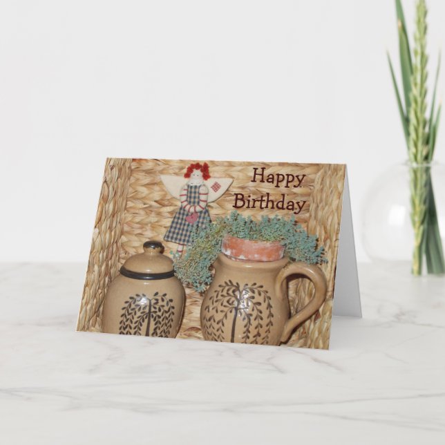 Landtonwaren und Flickenpuppe - Geburtstag Karte (Vorderseite)