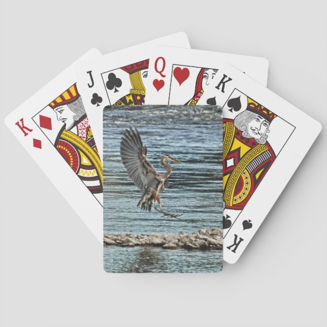 Landung Great Blue Heron Wildlife Birdlover Design Spielkarten (Rückseite)