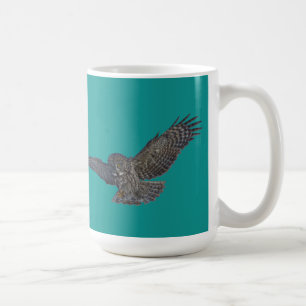 Landung Great Gray Owl & Blue Sky Wildlife Raptor Kaffeetasse