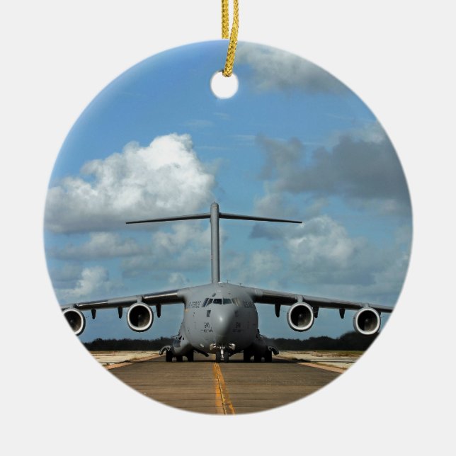 Landung von militärischem Flugzeug Keramikornament (Vorne)
