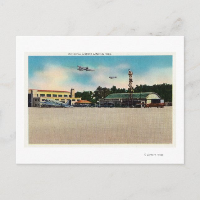 Landungsfläche des städtischen Flughafens Postkarte (Vorderseite)