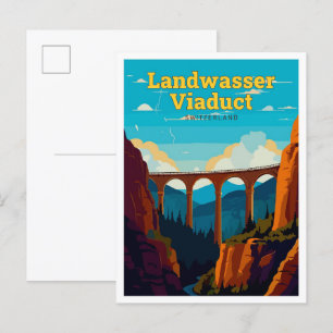 Landwasser Viadukt Schweiz Reisen Vintag Postkarte