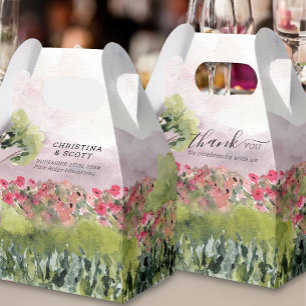 Landwiese Wasserfarbe Staubrosé Hochzeit Geschenkschachtel