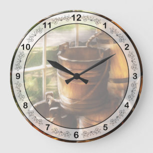 Landwirt - Ein Stapel Eimer Große Wanduhr