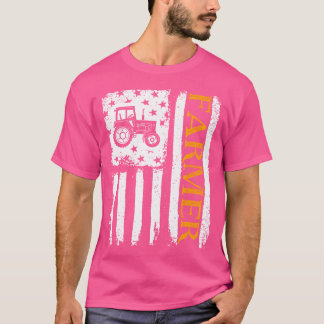 Landwirt USA-Flagge Traktor Ernte Landwirtschaft T-Shirt
