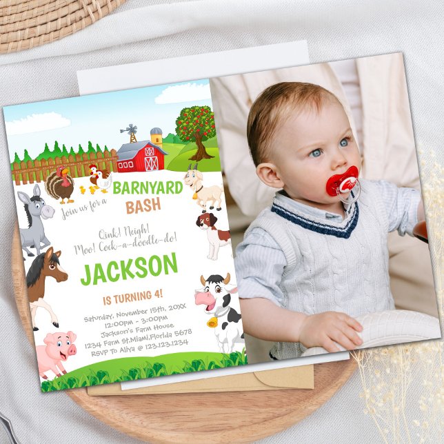 Landwirtschaft Einladungen zum Geburtstag mit Foto (Farm Birthday Invitations with photo)