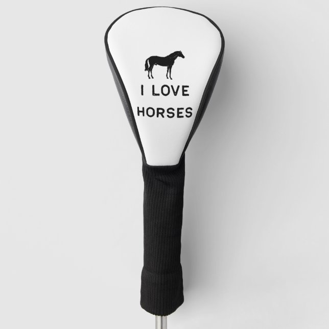 Landwirtschaft I Liebe Pferde Niedliche schwarze G Golf Headcover (Vorderseite)