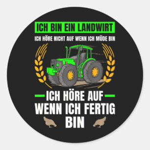 Landwirtschaft Ich bin Bauer Runder Aufkleber