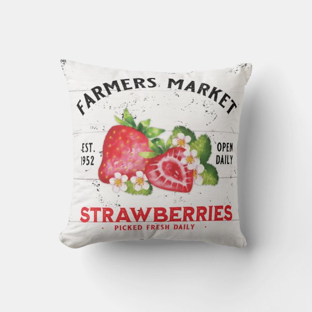 LANDWIRTSCHAFTLICHE BAUERN MARKT STRAWBERRY STRAWB KISSEN (Vorderseite)