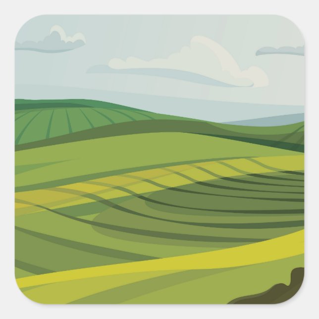 Landwirtschaftliche Felder Quadratischer Aufkleber (Vorderseite)