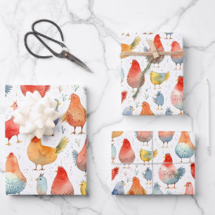 Landwirtschaftliche Hühner Geschenkpapier Set