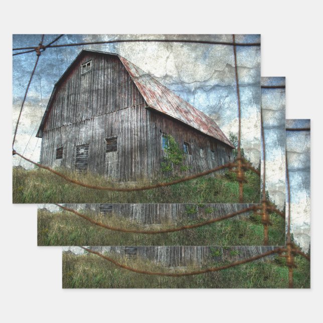 Landwirtschaftliche Rustikale Vintage Textur Geschenkpapier Set (Set)