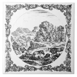 Landwirtschaftliche Szene Vintage Delft Schwarz & Fliese