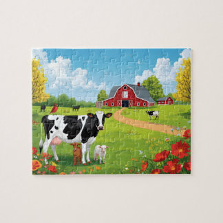 Landwirtschaftliche Tiere mit Scheunenlandschaft