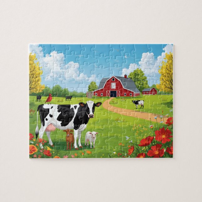 Landwirtschaftliche Tiere mit Scheunenlandschaft (Horizontal)