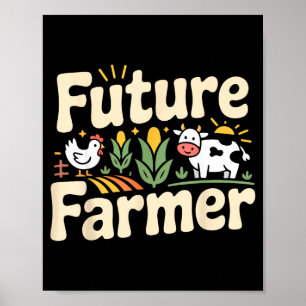 Landwirtschaftlicher Landwirt Traktor Zukunft Illu Poster