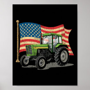 Landwirtschaftsbetrieb Traktor US Flagge Traktor A Poster