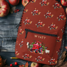 Landwirtschaftstraktor Rostrot Muster Rucksack