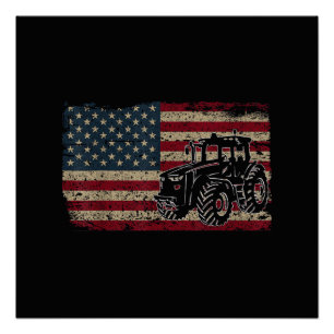 Landwirtschaftstraktoren USA-Flagge Patriotisches  Poster