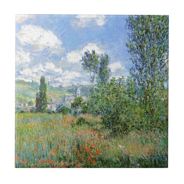 Lane in den Mohnfeldern - Claude Monet Fliese (Vorderseite)