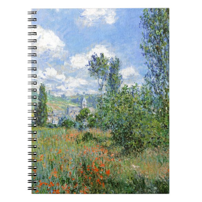 Lane in den Mohnfeldern - Claude Monet Notizblock (Vorderseite)