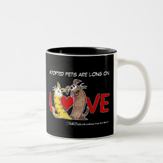 Lang auf Liebe und Katze und Hund Zweifarbige Tasse