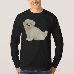 Lang beschichteter weißer Welpe maltesischer Hund T-Shirt
