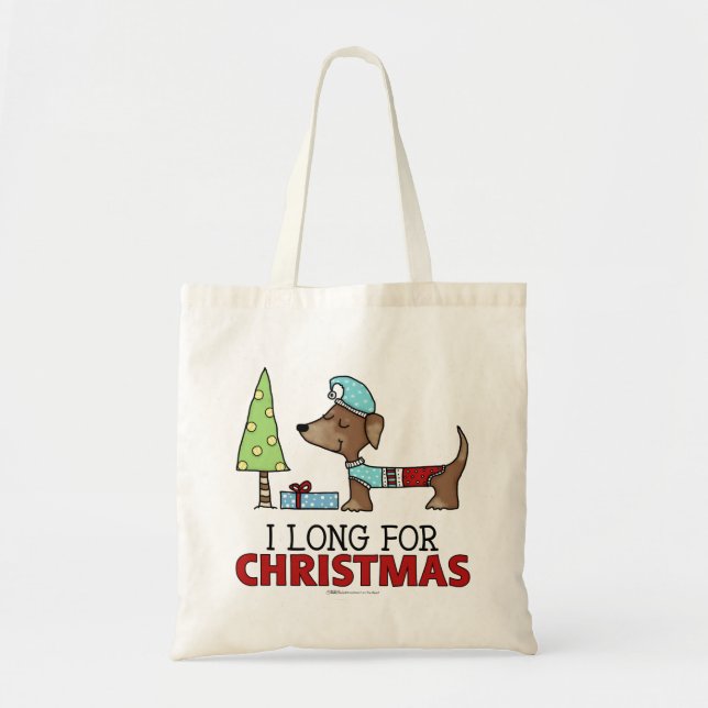 Lang für die Weihnachtszeit-Dackel Tragetasche (Vorne)