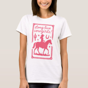 Lang lebe Cowgirls Pinkes Western-Junggesellinnena T-Shirt