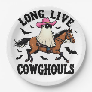 Lang lebe Ghouls Spooky Halloween Ghost Cowboy Pappteller