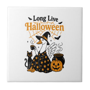 Lang lebe Halloween-Gans-Hexe Fliese