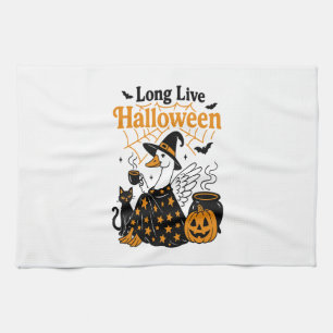 Lang lebe Halloween-Gans-Hexe Geschirrtuch