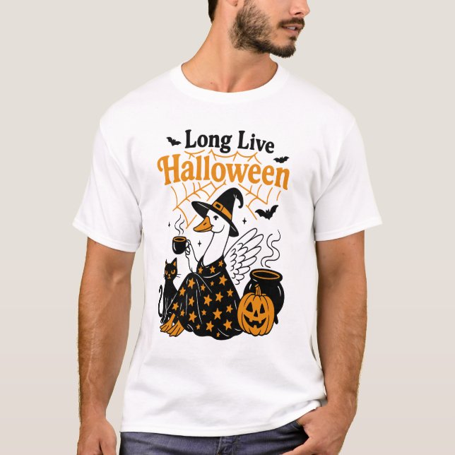 Lang lebe Halloween-Gans-Hexe T-Shirt (Vorderseite)