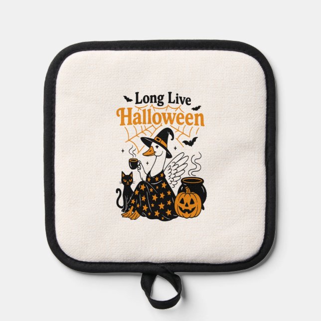 Lang lebe Halloween-Gans-Hexe Topflappen (Vorderseite)