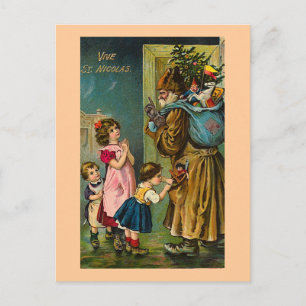 "Lang lebe St. Nicolas" Vintage French Postcard Postkarte