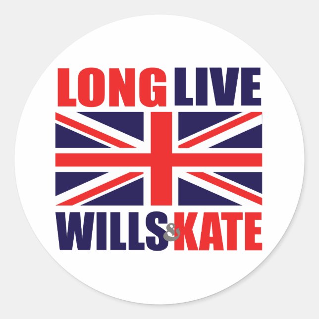 Lang leben Wills & Kate Runder Aufkleber (Vorderseite)