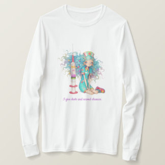 Langarm Ich gebe Spritzen und zweite Chancen. Kran T-Shirt