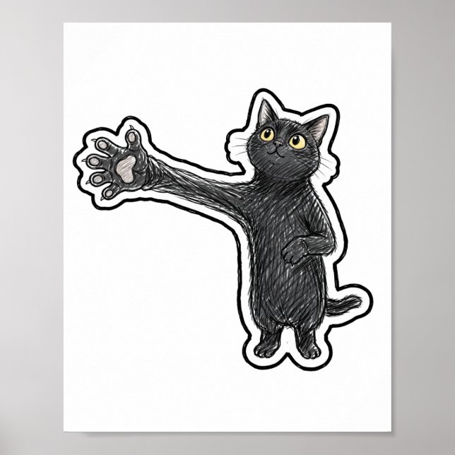 Langarm-Schwarze Katze Poster (Vorne)