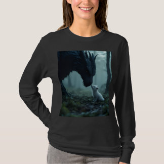 Langarm-Shirt mit schwarzem Drachen und weißem Wel T-Shirt