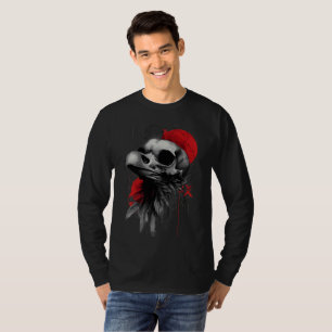 Langarm-T-Shirt mit Krähen-Schädel-Stacheldraht-Gr T-Shirt